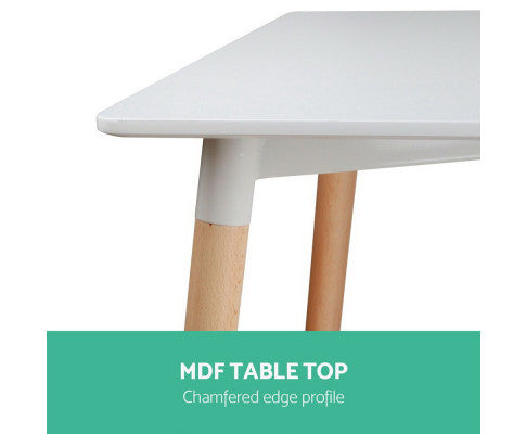 POLARIS DINING TABLE - 1200(W) x 800(D) - WHITE / BEECH LEGS
