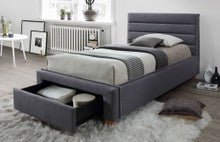 KING SINGLE MIAMI FABRIC BED WITH BEDEND DRAWER - GREY