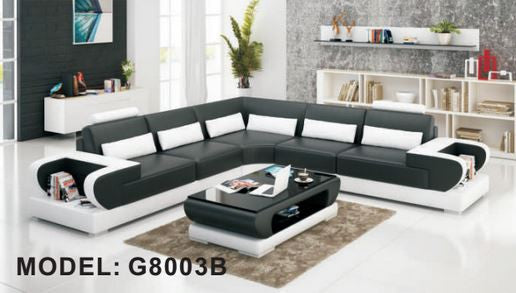BRASOV (G8003B) CORNER LOUNGE SUITE + COFFEE TABLE - CHOICE OF LEATHER AND ASSORTED COLOURS AVAILABLE