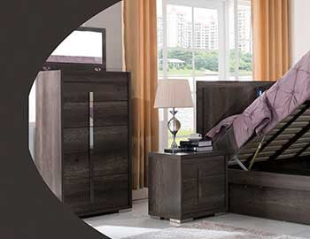 YONKERS BEDSIDE TABLE WITH 2 DRAWERS - ( 13-15-14-1-3-15) - CHARCOAL OAK