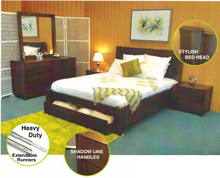 MONROE QUEEN OR DOUBLE 5 PIECE WITH FOOTEND STORAGE DRESSER BEDROOM SUITE BEDROOM SUITE - ASH