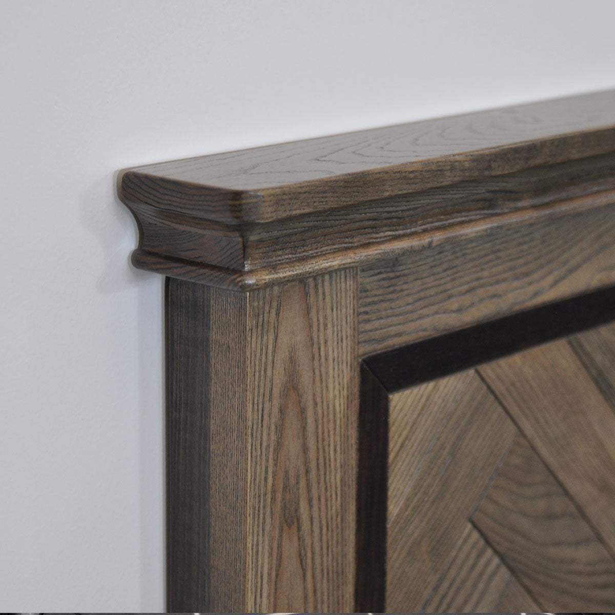 QUEEN MOSAIC OAK TIMBER PANEL BED FRAME - ASH OAK