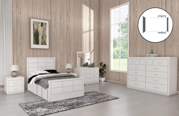NARRABEEN (CUSTOM MADE) DOUBLE OR QUEEN 3 PIECE (BEDSIDE) BEDROOM SUITE WITH 100% HARDWOOD BED FRAME WITH 4 UNDERBED STORAGE DRAWERS - ASSORTED COLOURS