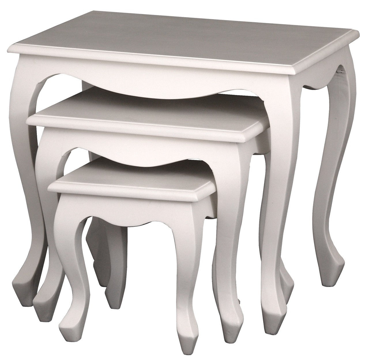 QUEEN ANN NEST OF TABLE (SET OF 3) - WHITE PAINTED