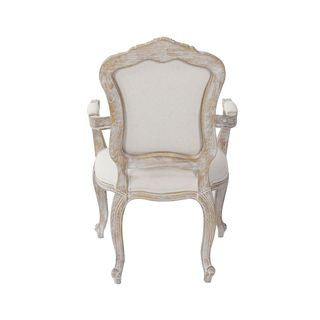 BICHIR (SET OF 2) ARM CHAIR - FABRIC BEIGE / WHITE WASHED