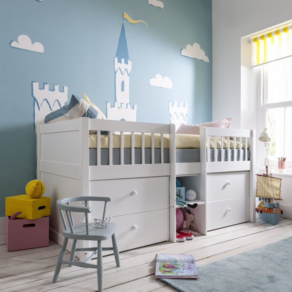 PETRA SINGLE PANEL MIDI SLEEPER WITH 4 DRAWERS - WHITE