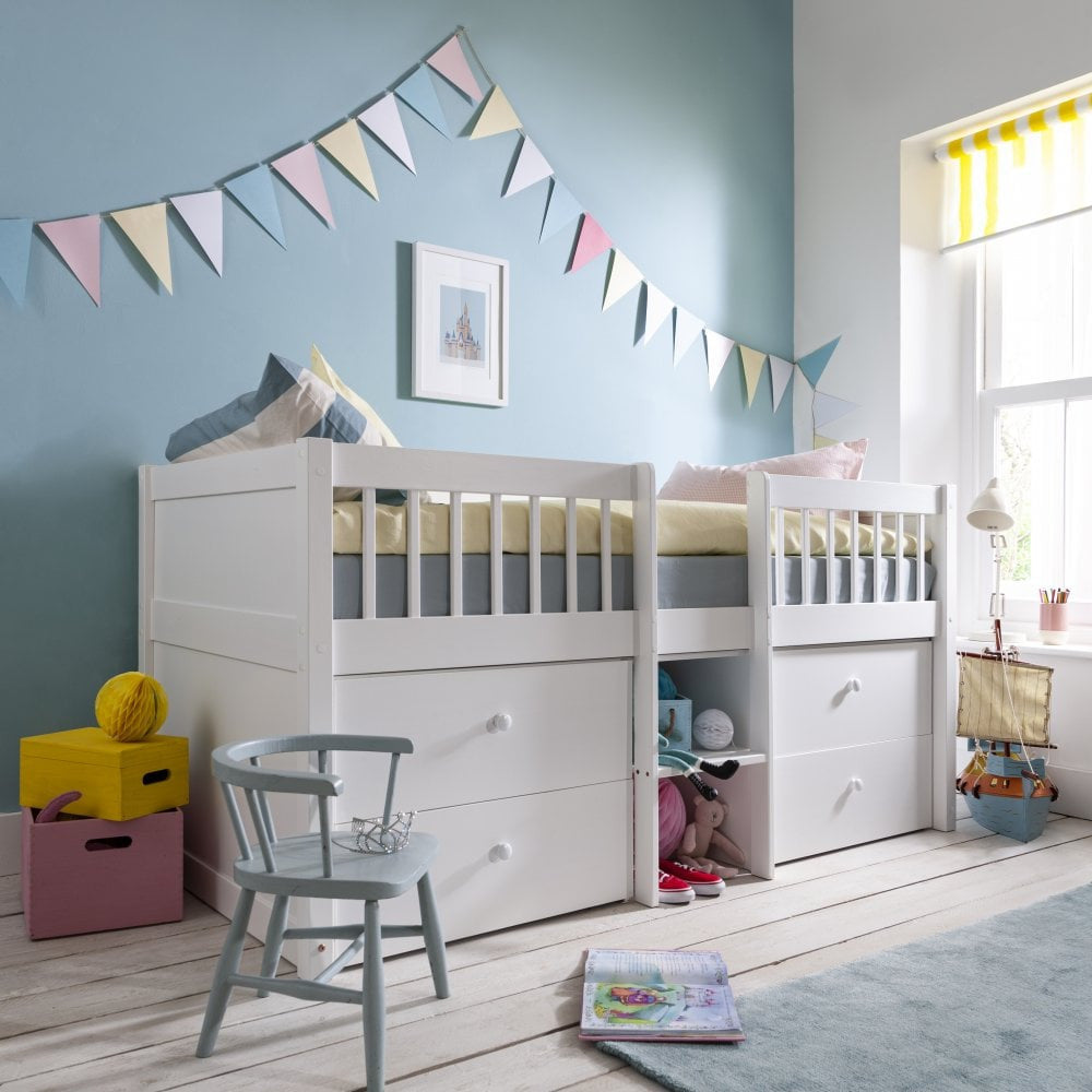 PETRA SINGLE PANEL MIDI SLEEPER WITH 4 DRAWERS - WHITE