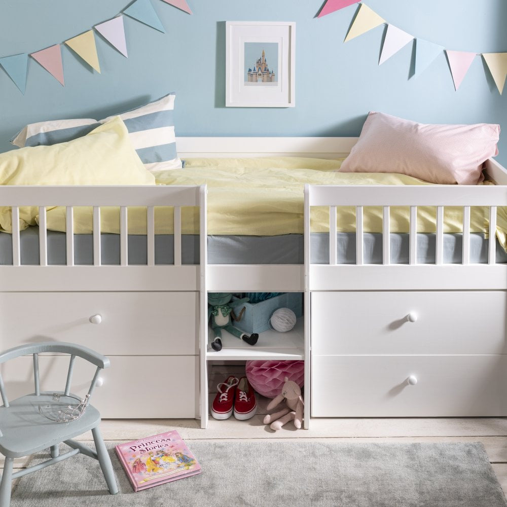 PETRA SINGLE PANEL MIDI SLEEPER WITH 4 DRAWERS - WHITE