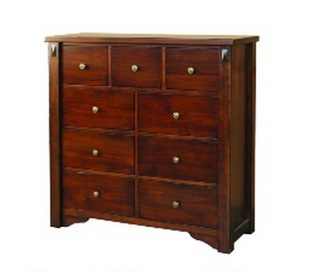 FABULOS 9 DRAWER TALLBOY ( MODEL-16-9-14-14-1-3-12-5 ) -1195(H) X 1200(W)- HAZELNUT
