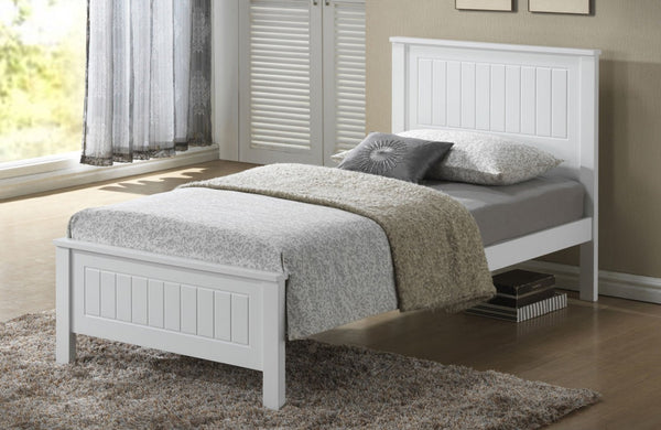 KING SINGLE QUINCY PANAL BED FRAME - WHITE