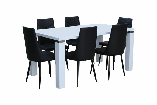 LARRY 6 SEATER DINING TABLE - 1600(L) x 900(W) - HIGH GLOSS WHITE