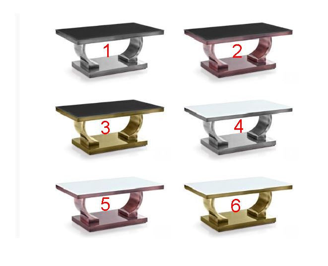 JACKSON COFFEE TABLE - 1000(W) X 600(D) - TEMPERED GLASS - METAL BASE