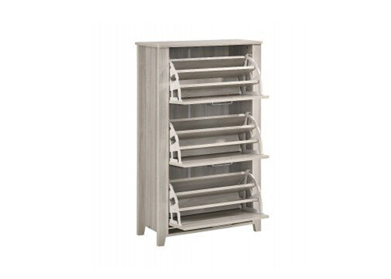HILTON SHOE CABINET WITH 3 COMPARTMENTS - WHITE OAK