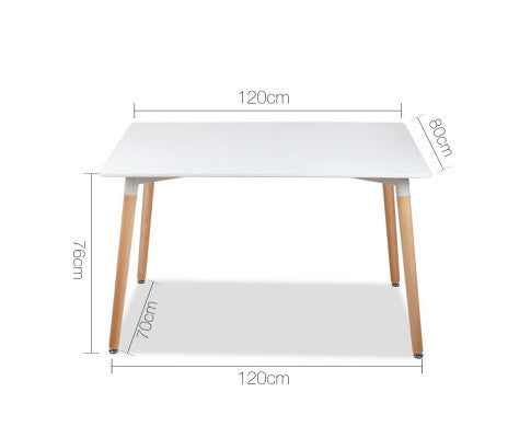 POLARIS DINING TABLE - 1200(W) x 800(D) - WHITE / BEECH LEGS