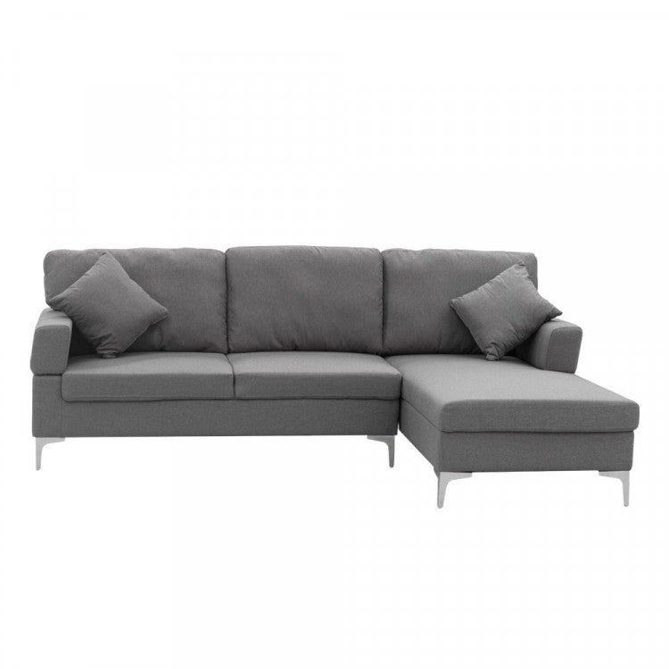 PHOENICIA LINEN CORNER SOFA COUCH LOUNGE L-SHAPE W/ LEFT CHAISE SEAT - DARK GREY