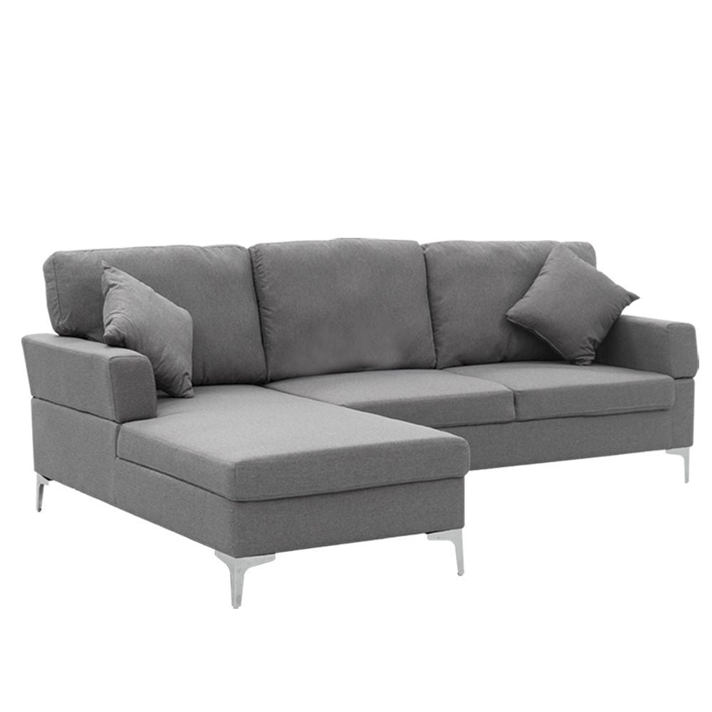 PHOENICIA LINEN CORNER SOFA COUCH LOUNGE L-SHAPE W/ RIGHT CHAISE SEAT - DARK GREY