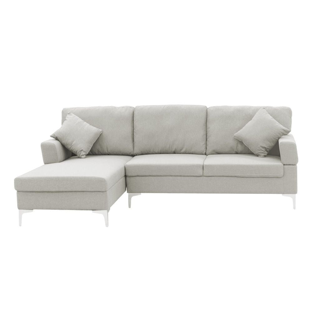 PHOENICIA LINEN CORNER SOFA COUCH LOUNGE L-SHAPE W/ RIGHT CHAISE SEAT - LIGHT GREY
