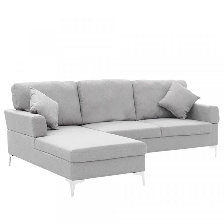 PHOENICIA LINEN CORNER SOFA COUCH LOUNGE L-SHAPE W/ RIGHT CHAISE SEAT - LIGHT GREY