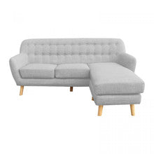 IRENA LINEN CORNER SOFA COUCH LOUNGE L-SHAPE W/ RIGHT CHAISE SEAT - LIGHT GREY