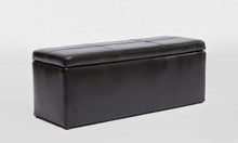 LEATHERETTE STORAGE OTTOMAN WITH 3 FOOTSTOOLS - 440(H) x 1170(W) - SHINY BLACK