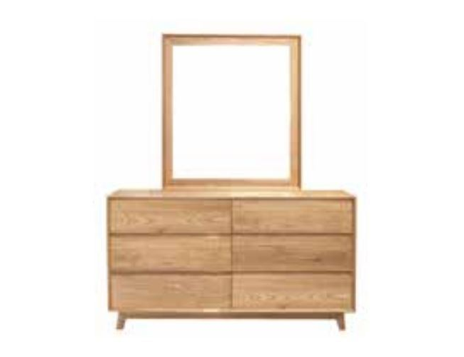 SUMMIT 6 DRAWER DRESSER WITH MIRROR - 860(H) X 1400(W) - LIGHT OAK