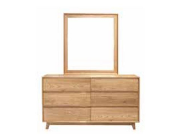SUMMIT 6 DRAWER DRESSER WITH MIRROR - 860(H) X 1400(W) - LIGHT OAK