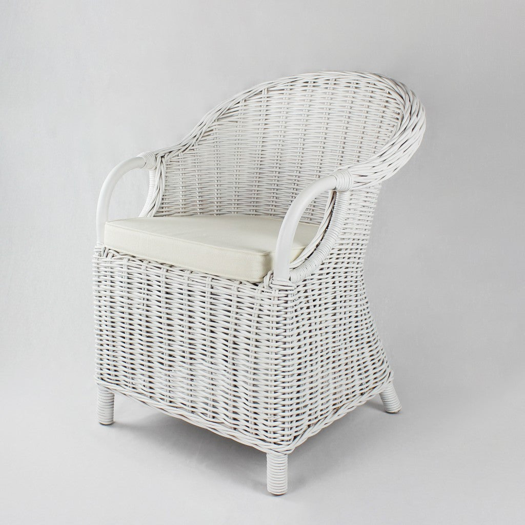 SOPHIA  ARM CHAIR WITH CUSHION - WHITE
