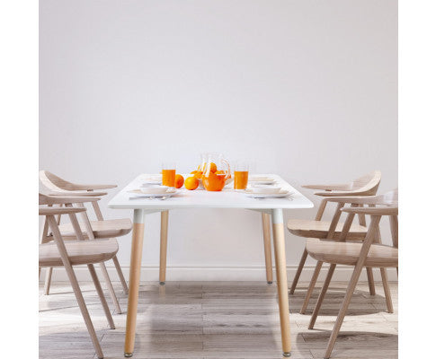 POLARIS DINING TABLE - 1200(W) x 800(D) - WHITE / BEECH LEGS