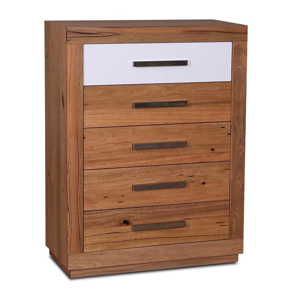 DESTINY QUEEN HARDWOOD TIMBER 4 PIECE TALLBOY BEDROOM SUITE (8-1-12-5) - NATURAL / WHITE