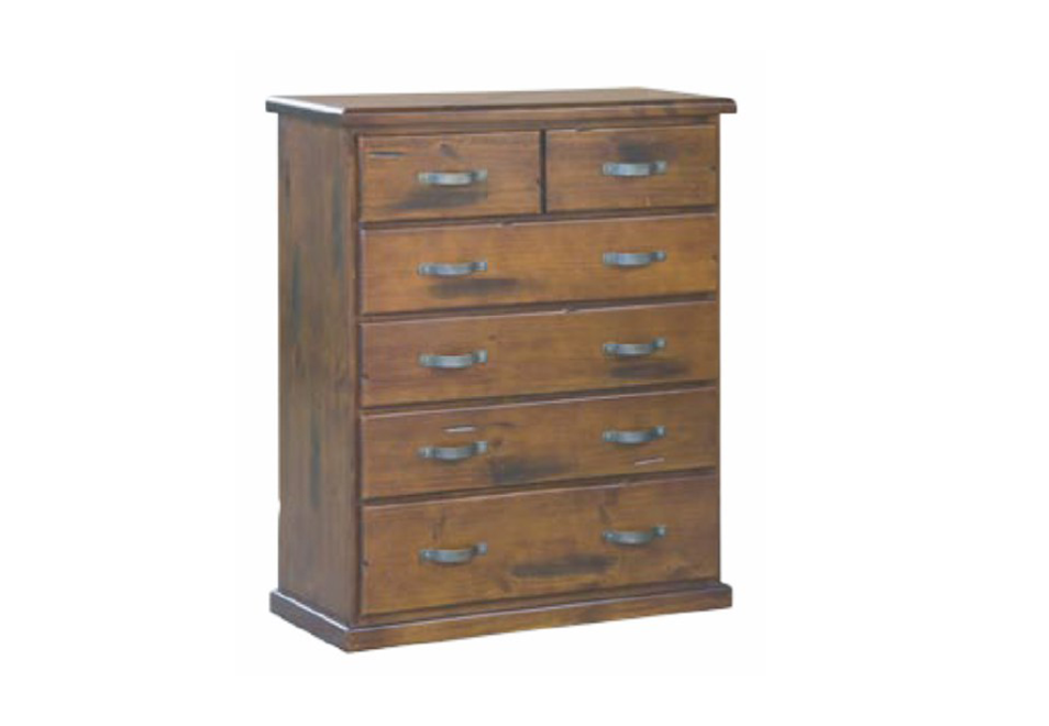 JAMAICA (VJM‐003) 6 DRAWER TALLBOY (2 OVER 4) - 1270(H) x 1050(W) - BLACKWOOD
