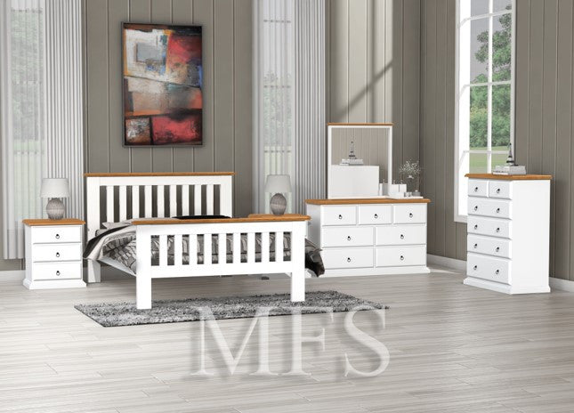 QUEEN CRONULLA (AUSSIE MADE) BED WITH MATCHING FOOT END - 2 TONE - ASSORTED COLOURS