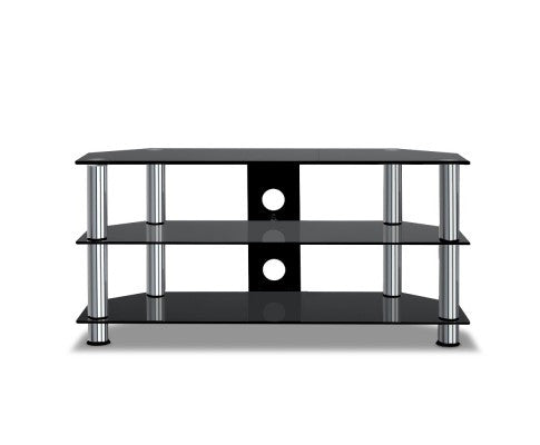 MARTINS 3 TIER TEMPERED GLASS ENTERTAINMENT TV STAND - BLACK
