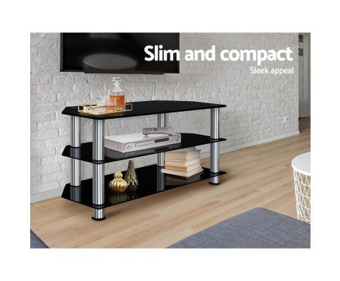 Martins 3 Tier Tempered Glass Entertainment TV Stand - Black