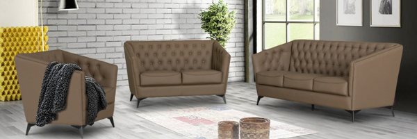 TRIBECA 3 SEATER LEATHERETTE SOFA - BROWN
