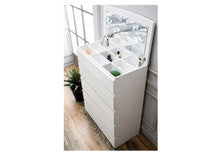 ROGAN 5 DRAWER TALLBOY CHEST WITH OPEN MIRROR - (LS 718 TB) - HIGH GLOSS WHITE