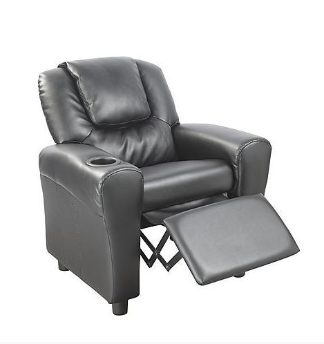 LEATHER (LDF-2009) KIDS SINGLE RECLINER CHAIR - BLACK