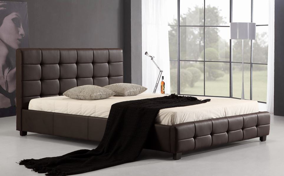 QUEEN (ING-QBGC) DELUXE LEATHERETTE BED - BLACK OR BROWN