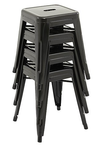TOLIX RETRO CAFE KITCHEN BAR STOOLS (SET OF 4) - SEAT: 450(H) - BLACK