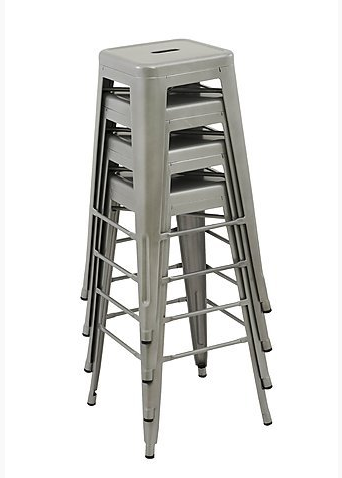 TOLIX RETRO SET OF 4 CAFE BAR STOOLS (ZWF-4CBS-30) - SEAT 750(H) - SILVER