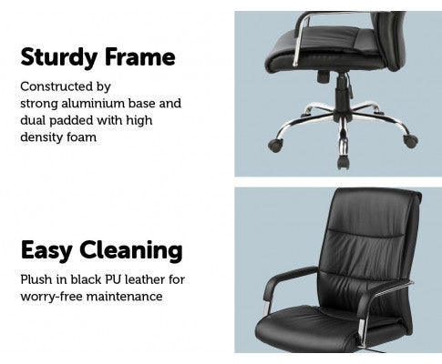 RODNEY PU LEATHER EXECUTIVE OFFICE CHAIR - BLACK