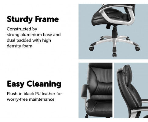 CHASEN PU LEATHER EXECUTIVE OFFICE CHAIR - BLACK