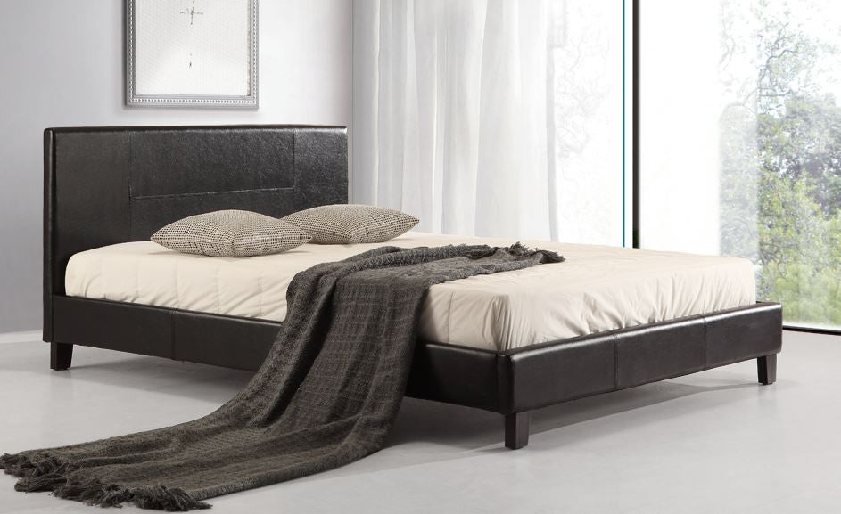 QUEEN (ING-QBFB-BLACK) DELUXE LEATHERETTE BED - BLACK
