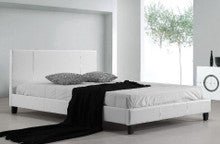 QUEEN (ING-QBFB-White) LEATHERETTE BED FRAME - WHITE