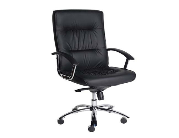 VICEROY HIGH BACK EXECUTIVE LEATHERETTE OFFICE CHAIR WITH CHROME FRAME - BLACK