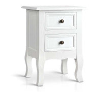 VINTAGE STYLE BEDSIDE WITH 2 DRAWERS - WHITE