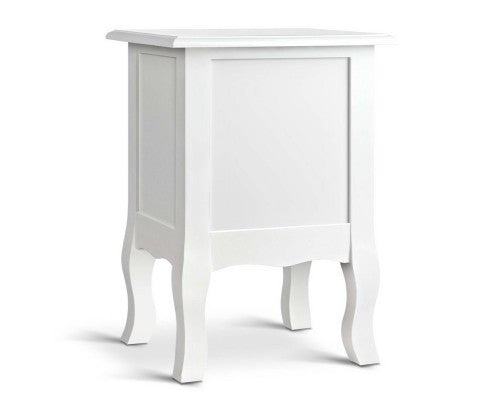 VINTAGE STYLE BEDSIDE WITH 2 DRAWERS - WHITE