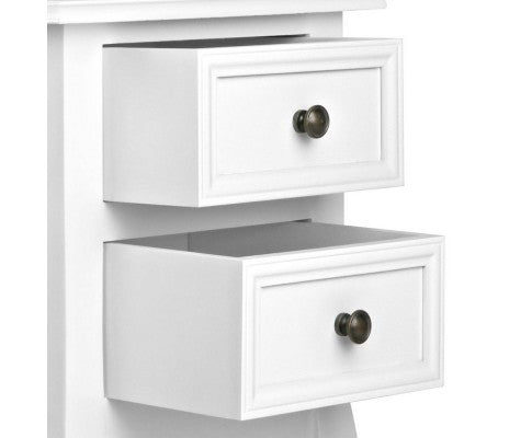 VINTAGE STYLE BEDSIDE WITH 2 DRAWERS - WHITE
