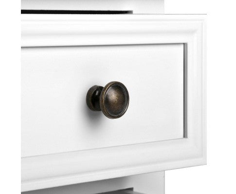 VINTAGE STYLE BEDSIDE WITH 2 DRAWERS - WHITE