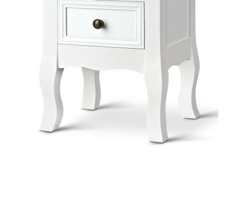 VINTAGE STYLE BEDSIDE WITH 2 DRAWERS - WHITE