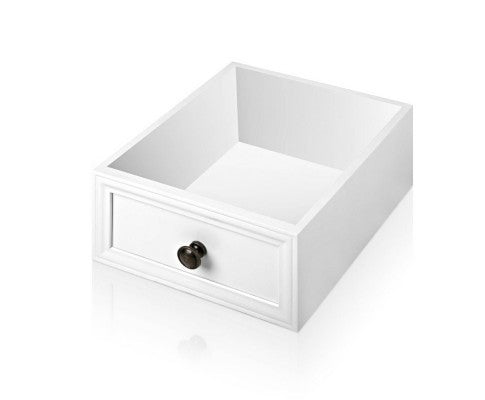 VINTAGE STYLE BEDSIDE WITH 2 DRAWERS - WHITE